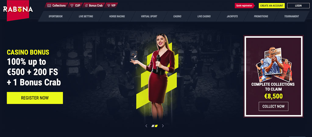 casino bonus, 200 free spins, bonus crab, register now, rabona casino, live dealer, complete collections, collect now