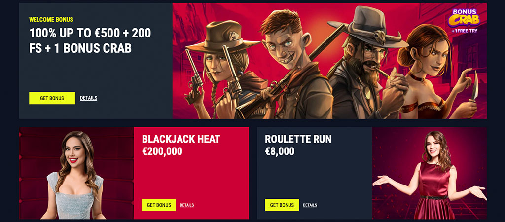 welcome bonus, 200 free spins, bonus crab, blackjack heat, roulette run, rabona casino, get bonus, details
