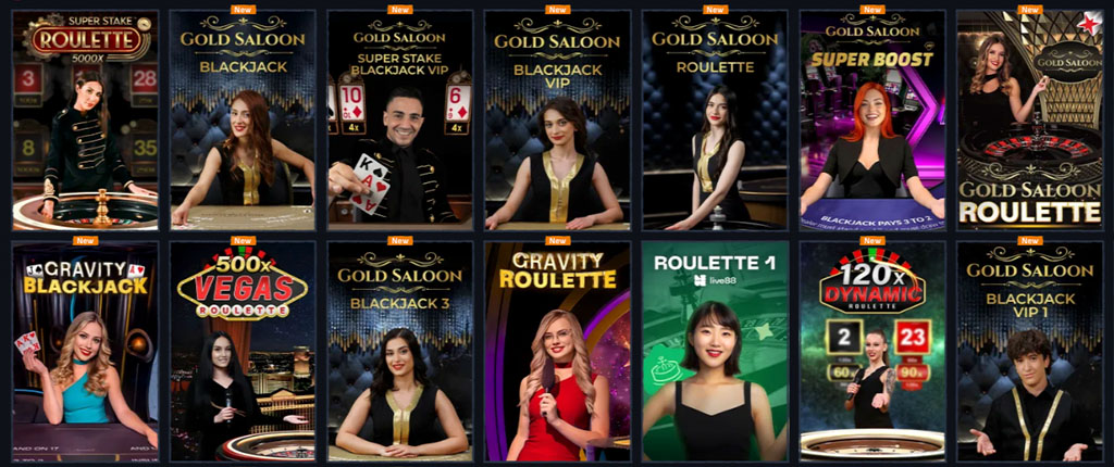 Live Casino Games, roulette, blackjack, poker