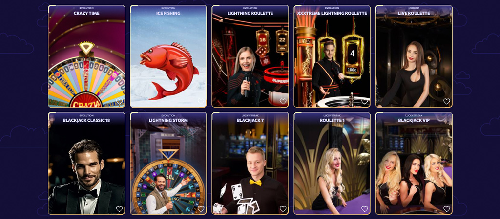 Sunday Reload, Available Live Casino Games