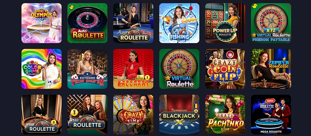 Available Live Casino Games, live roulette, blackjack
